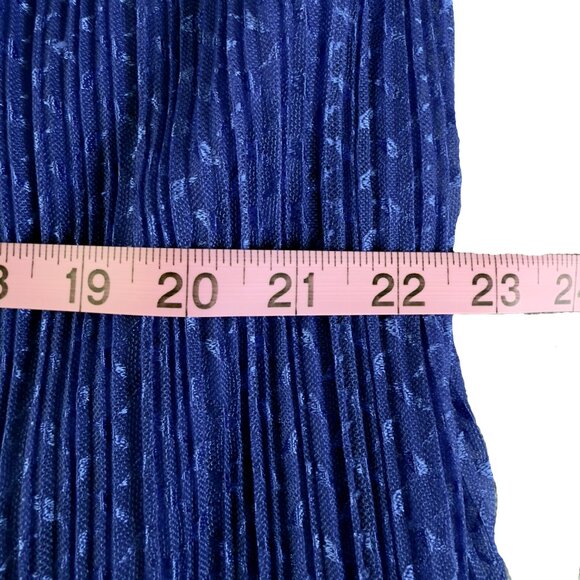 VTG RISA ANN NY Royal Blue Pleated Tiered Midi Dress 15.5 – Pearl Back Buttons - Picture 8 of 10